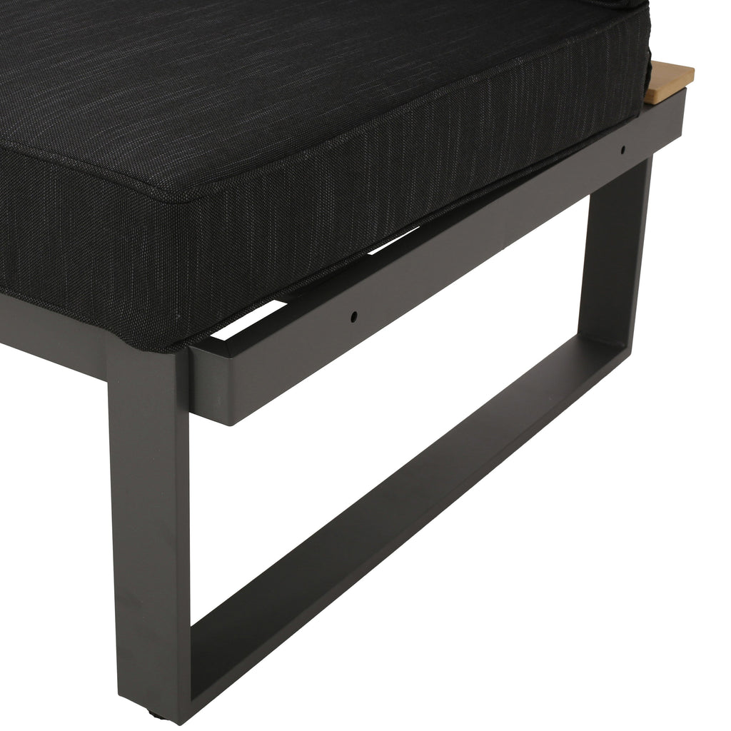 Sterling Left Arm Sofa Seater with Aluminum & Acacia Wood - Dark Gray
