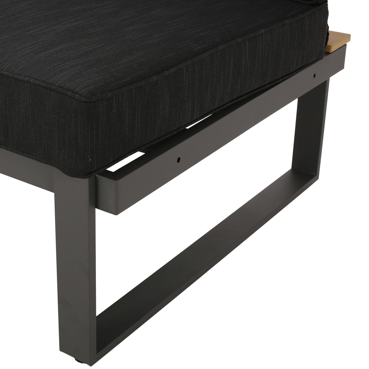 Sterling Left Arm Sofa Seater with Aluminum & Acacia Wood - Dark Gray