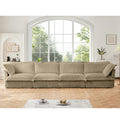 Slipcovered Long Sofa - 4 Seater Couch with Removable Covers - Camel Corduroy