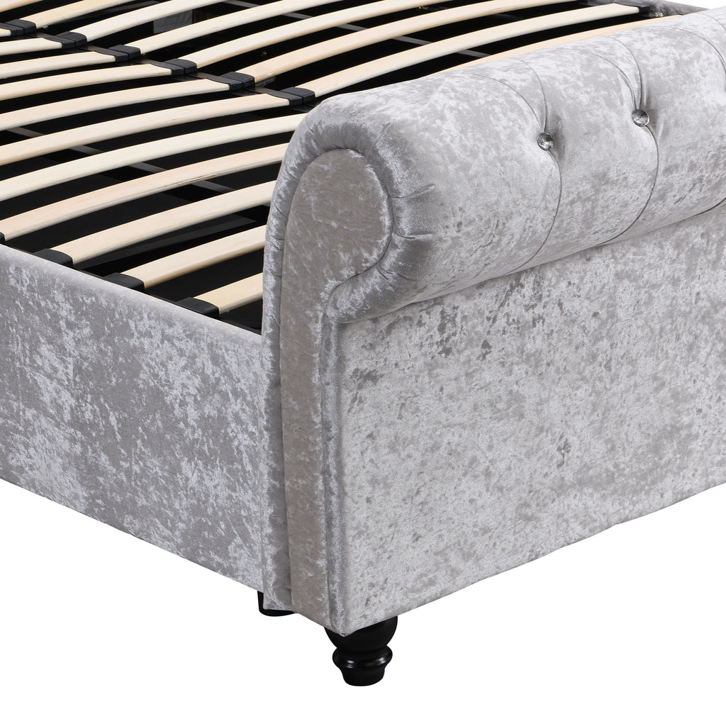 Queen Upholstered Storage Bed with Hydraulic Lift - Beige