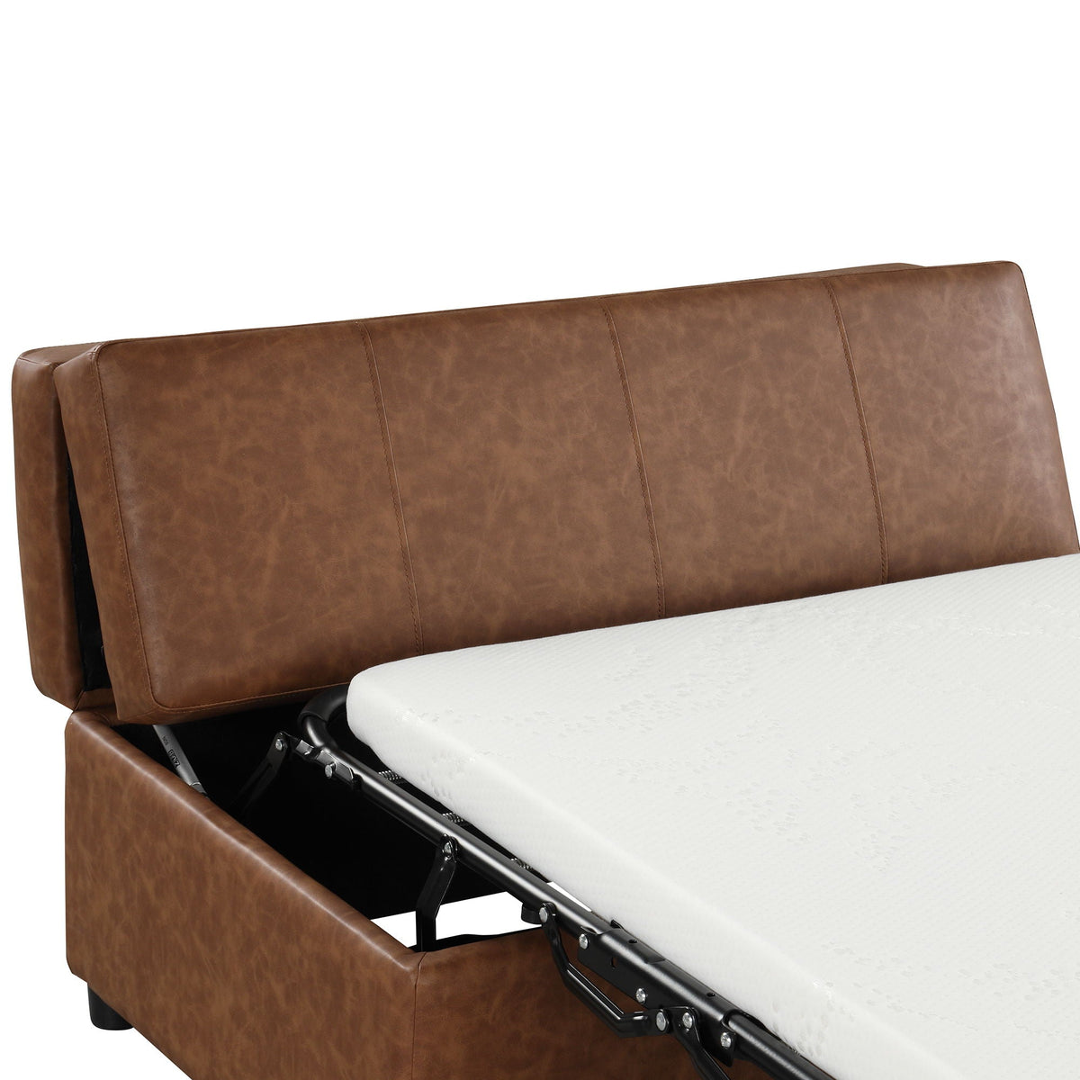 Twin Size Folding Ottoman Sleeper Bed with Mattress - Light Brown, Black, Dark Gray, White
