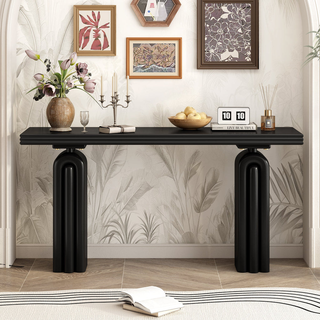 Chic Acacia Veneer Console Table with Elegant Design – Black or Beige