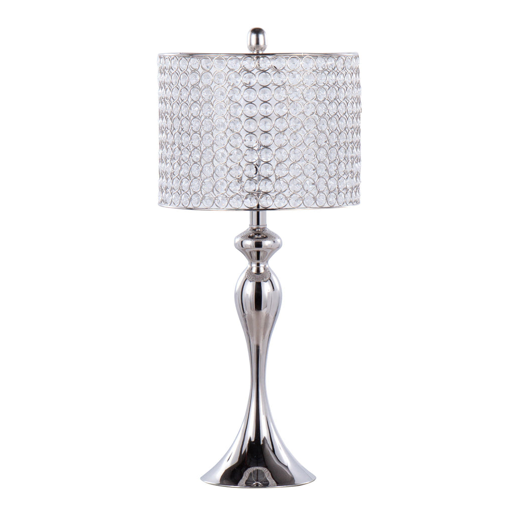 Contemporary Table Lamp Set with Crystal Beads - Polished Nickel
