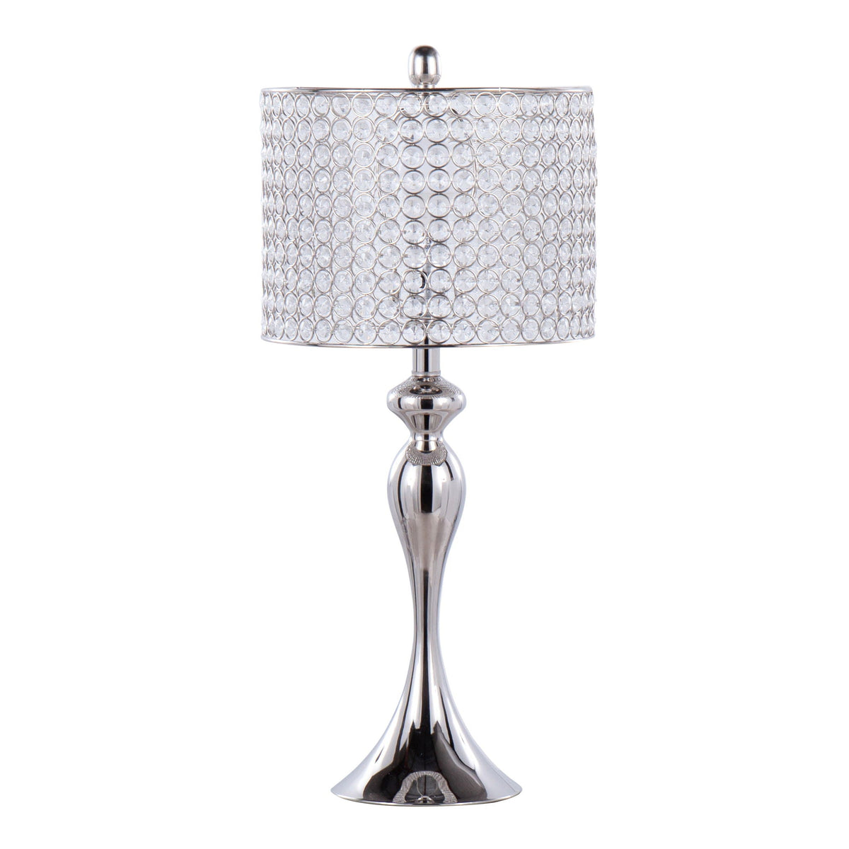 Contemporary Table Lamp Set with Crystal Beads - Polished Nickel