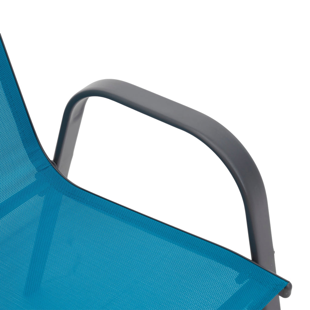 Blue Patio Chairs 8 Piece Set with Steel Frame - Blue