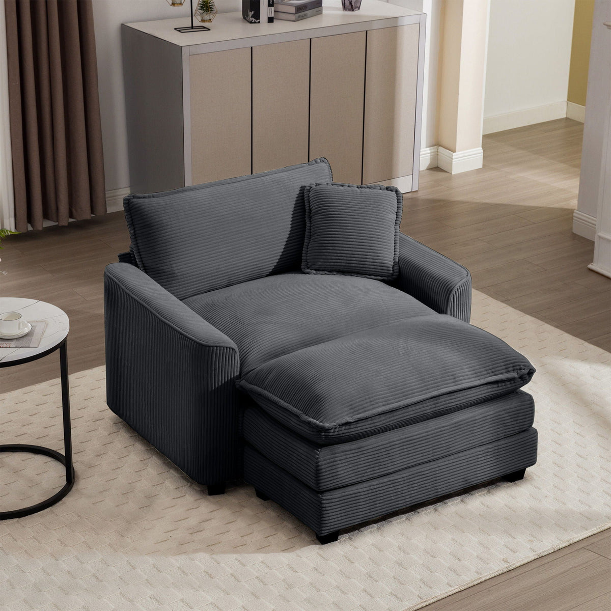Modern Comfortable Single Chair & Ottoman with Deep Seat - Multiple Colors