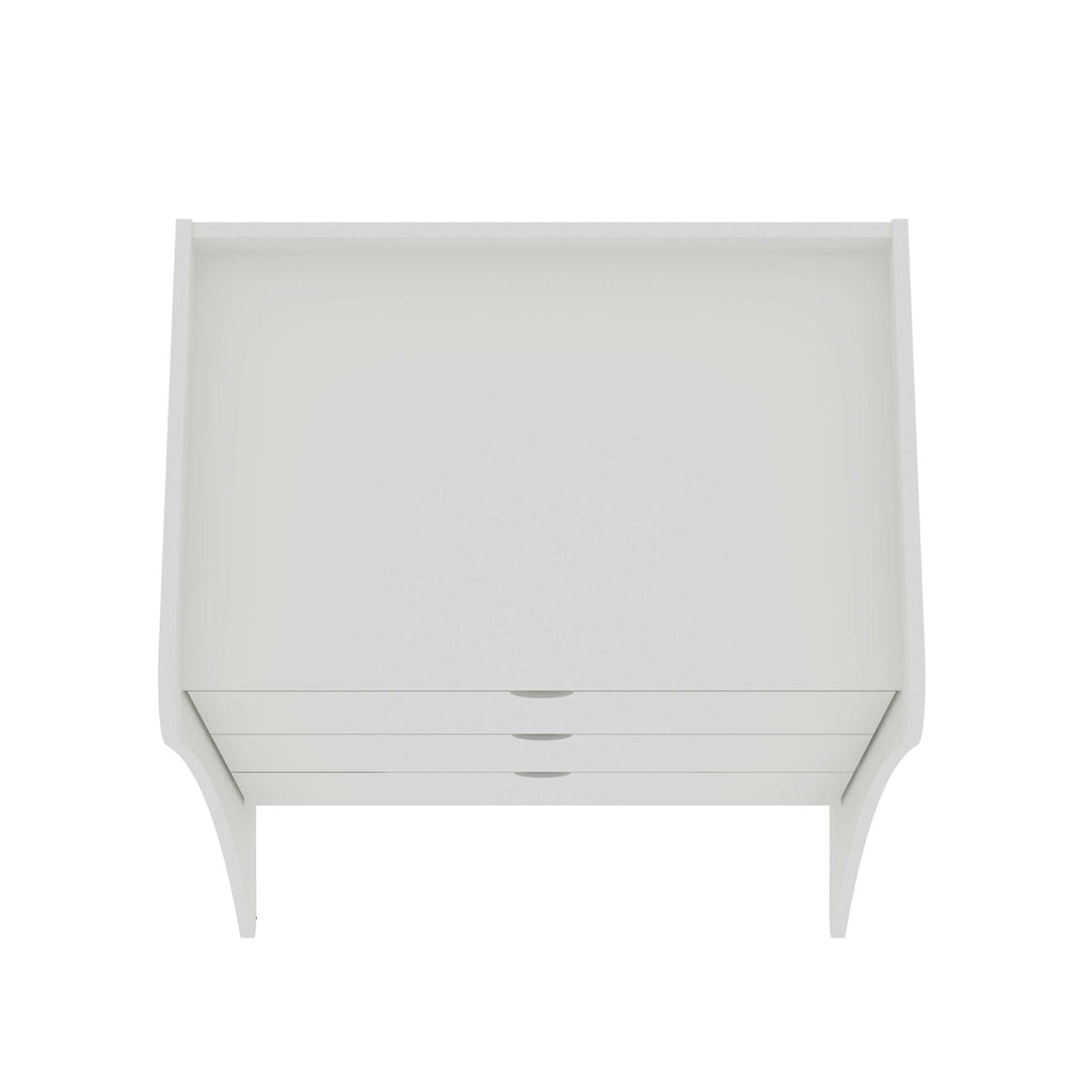 Nightstand with 3 Drawers and Quiet Glide - White or Dark Gray
