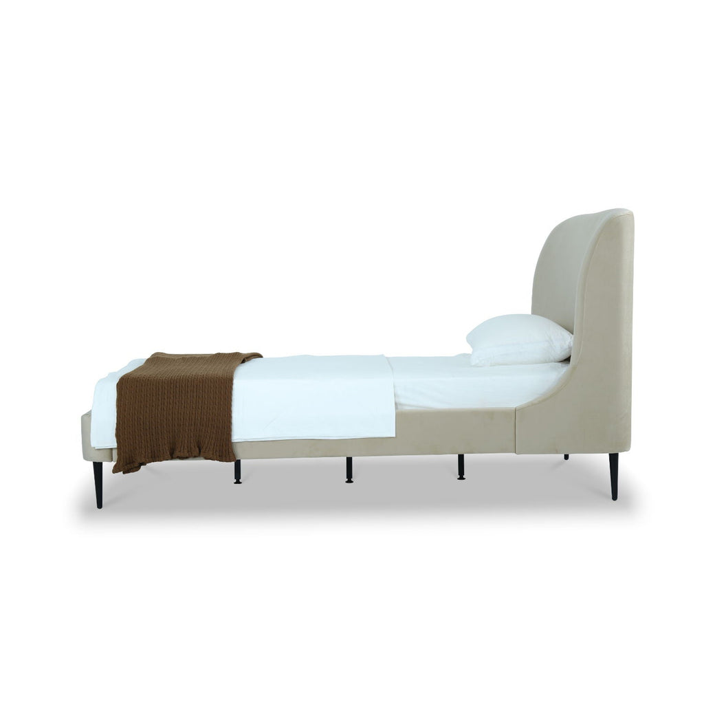 Heather Upholstered Bed with Curved Headboard - Multiple Colors