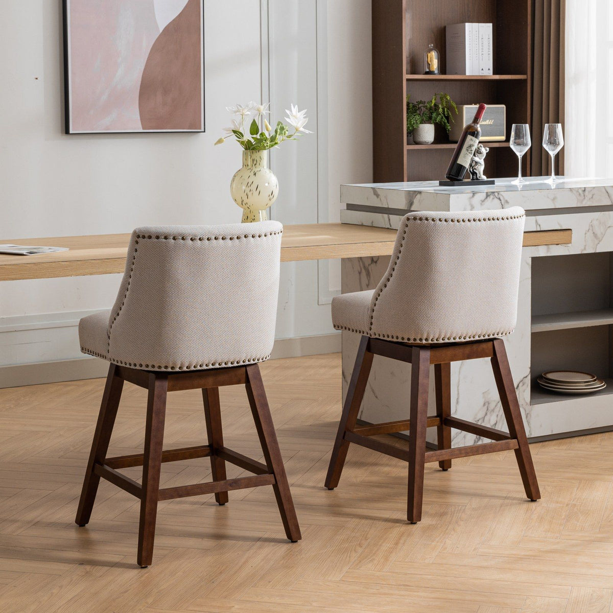Counter Height Swivel Barstools, Set of 2