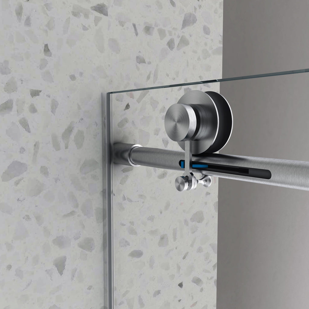 Brushed Nickel Frameless Shower Door with Soft-Close - Brushed Nickel