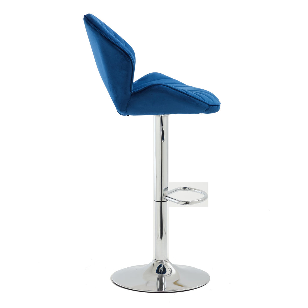 Adjustable Bar Stools Set of 2 with Back and Footrest - Navy