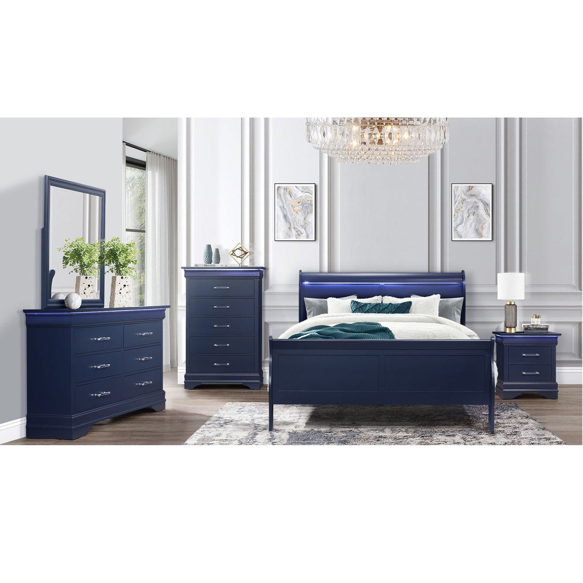 Charlston Accent Chest with LED Lighting – White or Blue