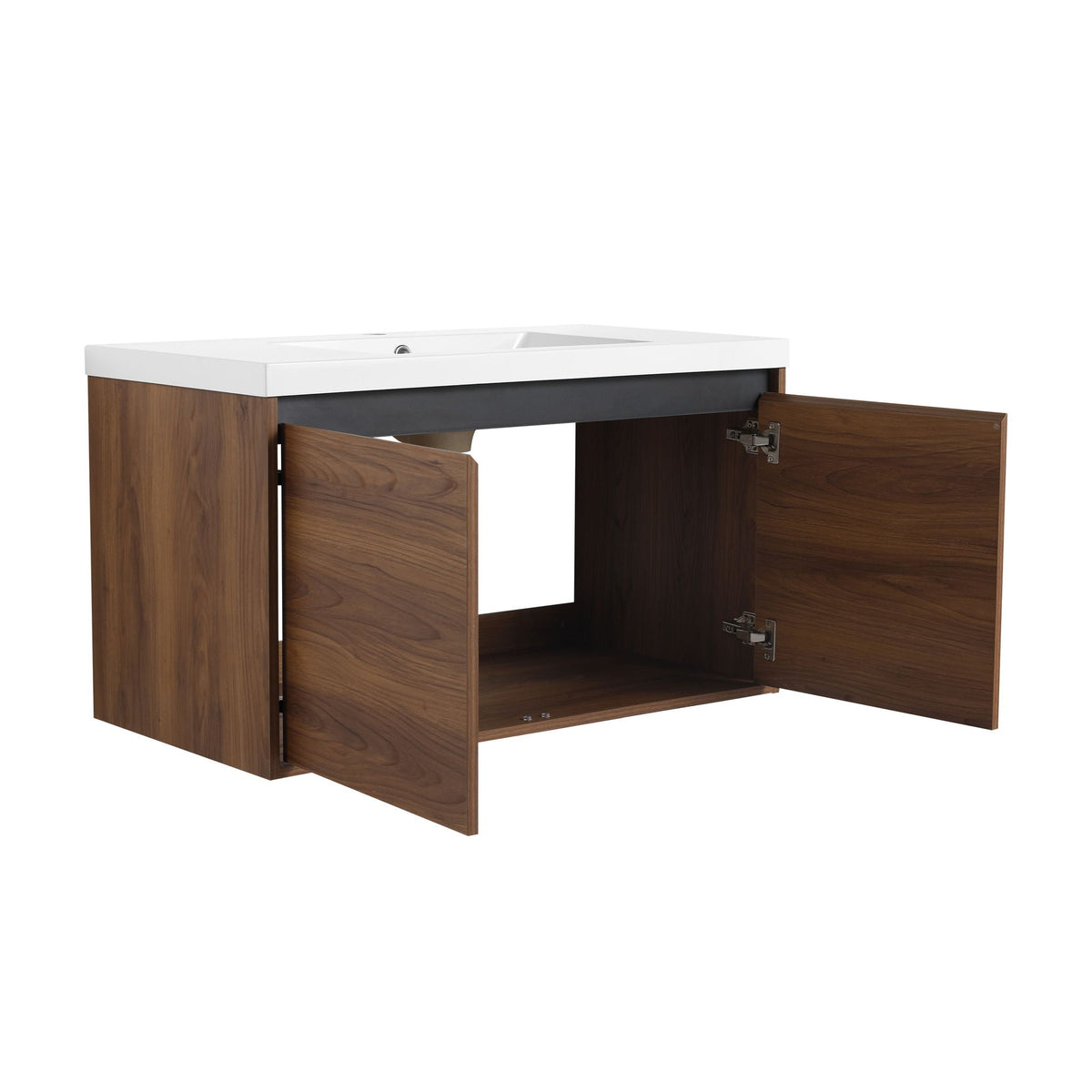 Bathroom Vanity Set with Resin Countertop Sink - Dark Brown