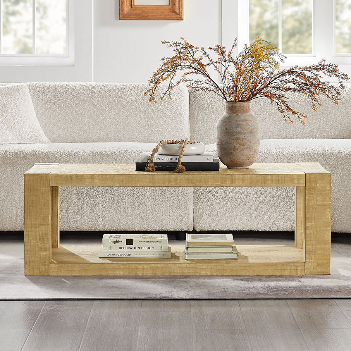 Modern Rectangle Coffee Table Set with Durable MDF Construction - 2-Piece