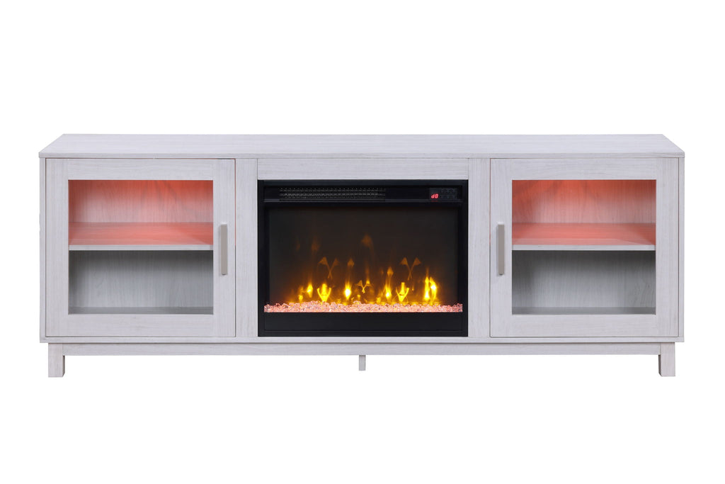 White Walnut Fireplace TV Stand Console with Integrated Heater - 70 Inch
