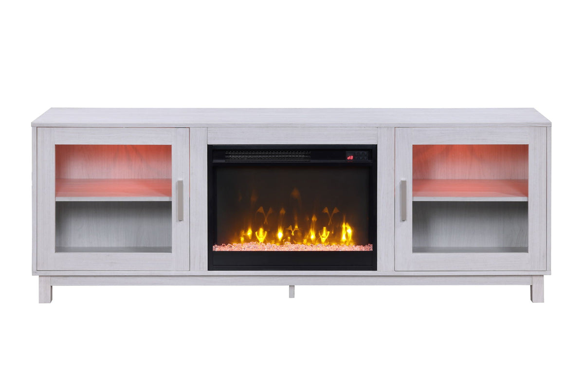 White Walnut Fireplace TV Stand Console with Integrated Heater - 70 Inch