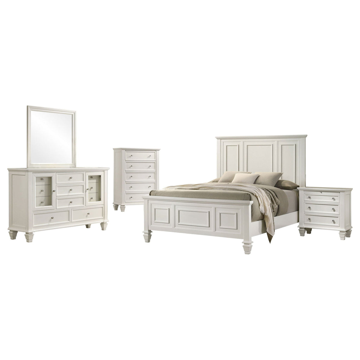Sandy Beach 5-piece Queen Bedroom Set Cream White