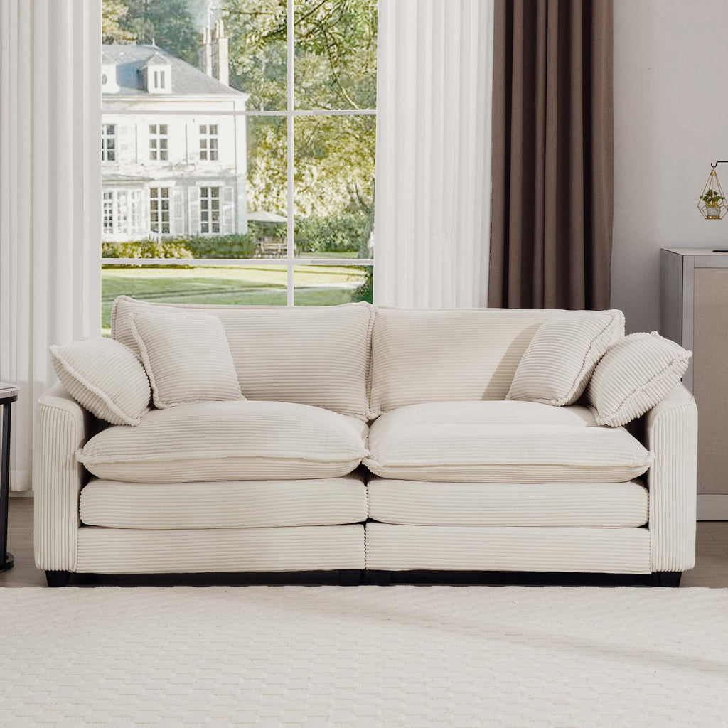 Modern Upholstered Deep Seating Loveseat with 4 Pillows - Multiple Colors