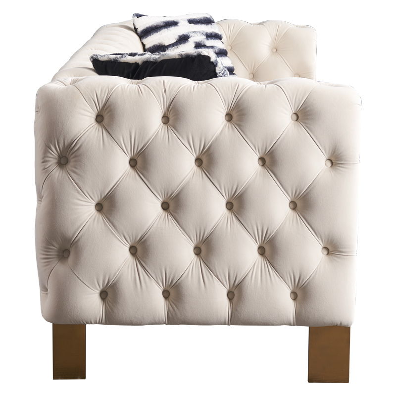 Modern Tufted Living Room Sofa with Button Detail - 84.25" Wide, Multiple Colors
