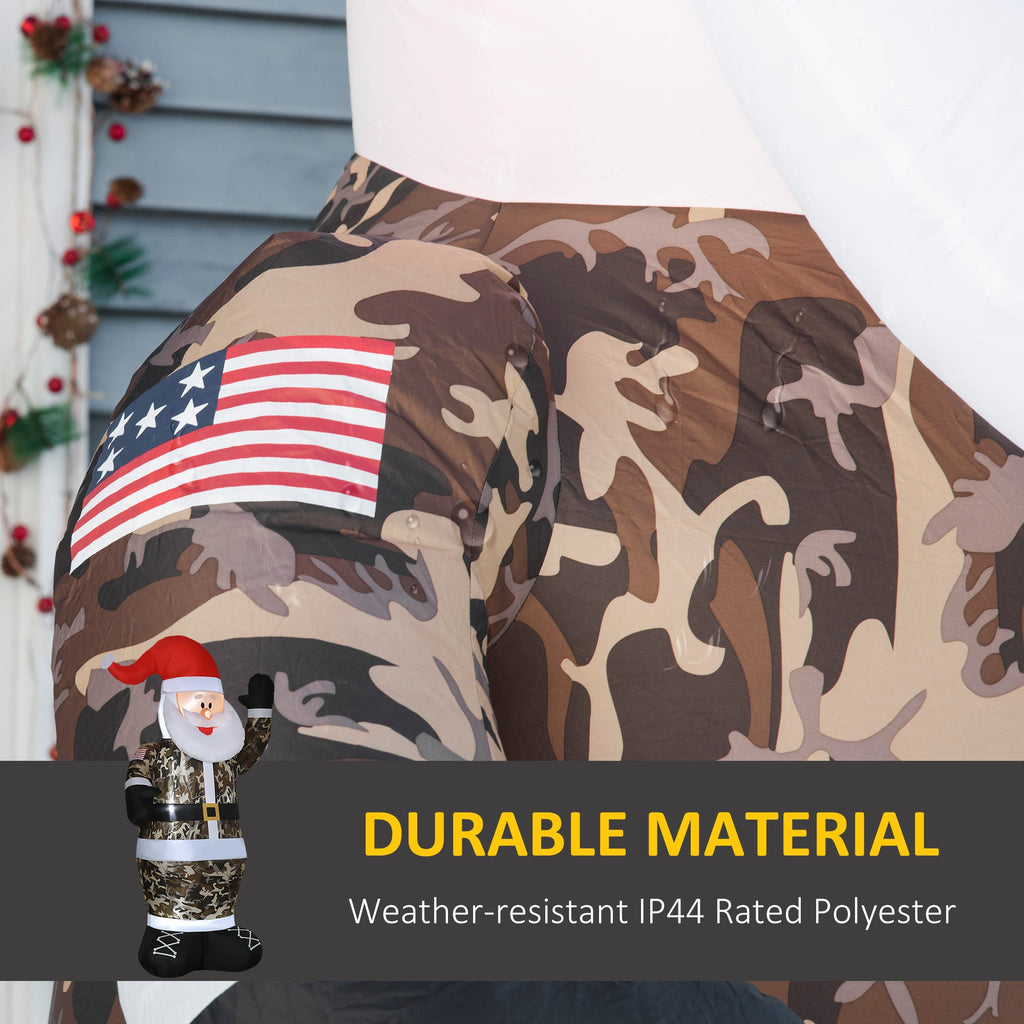 8' Camouflage Santa Christmas Inflatable with LED Lighting - Green