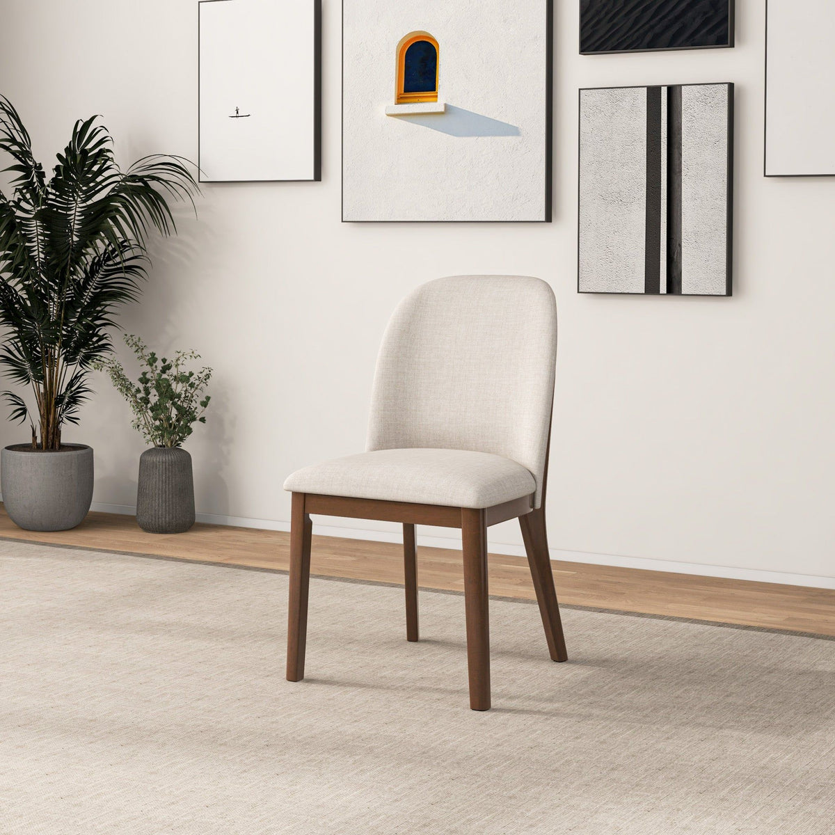 Comfort Dining Chair Set of 2 with Solid Wood Legs - Beige, Orange, Blue, Green