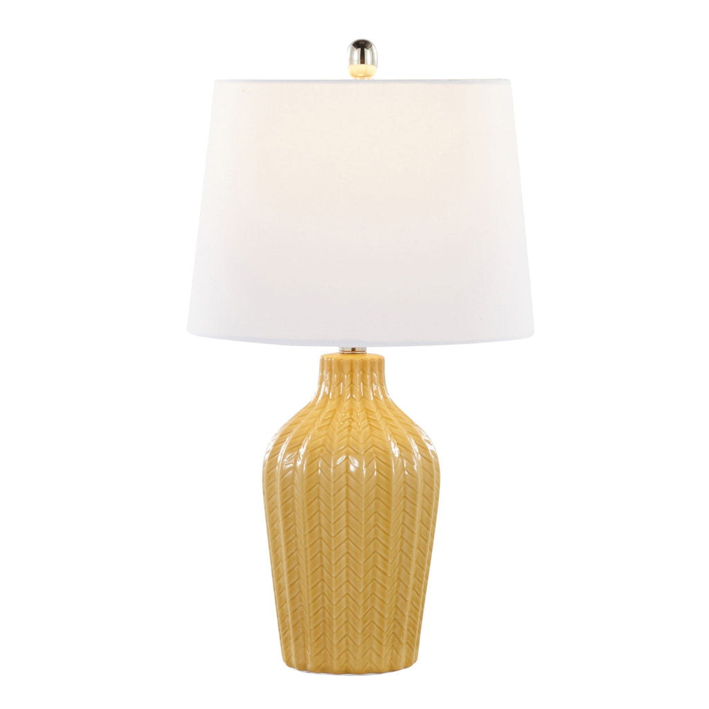 Contemporary Table Lamp Set of 2 with Chevron Pattern - Multiple Colors