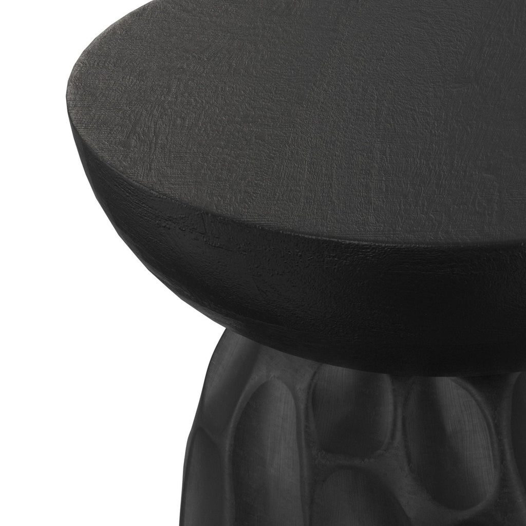 V Chisel Accent Table with Solid Mango Wood - Black