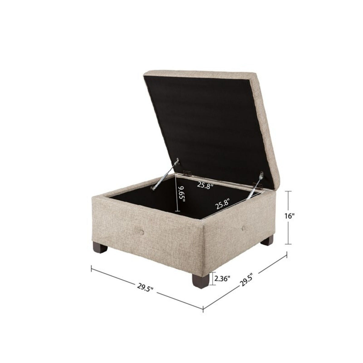 Aspen Ottoman Soft Close Storage with Upholstered Finish - Light Brown, Dark Gray, Blue