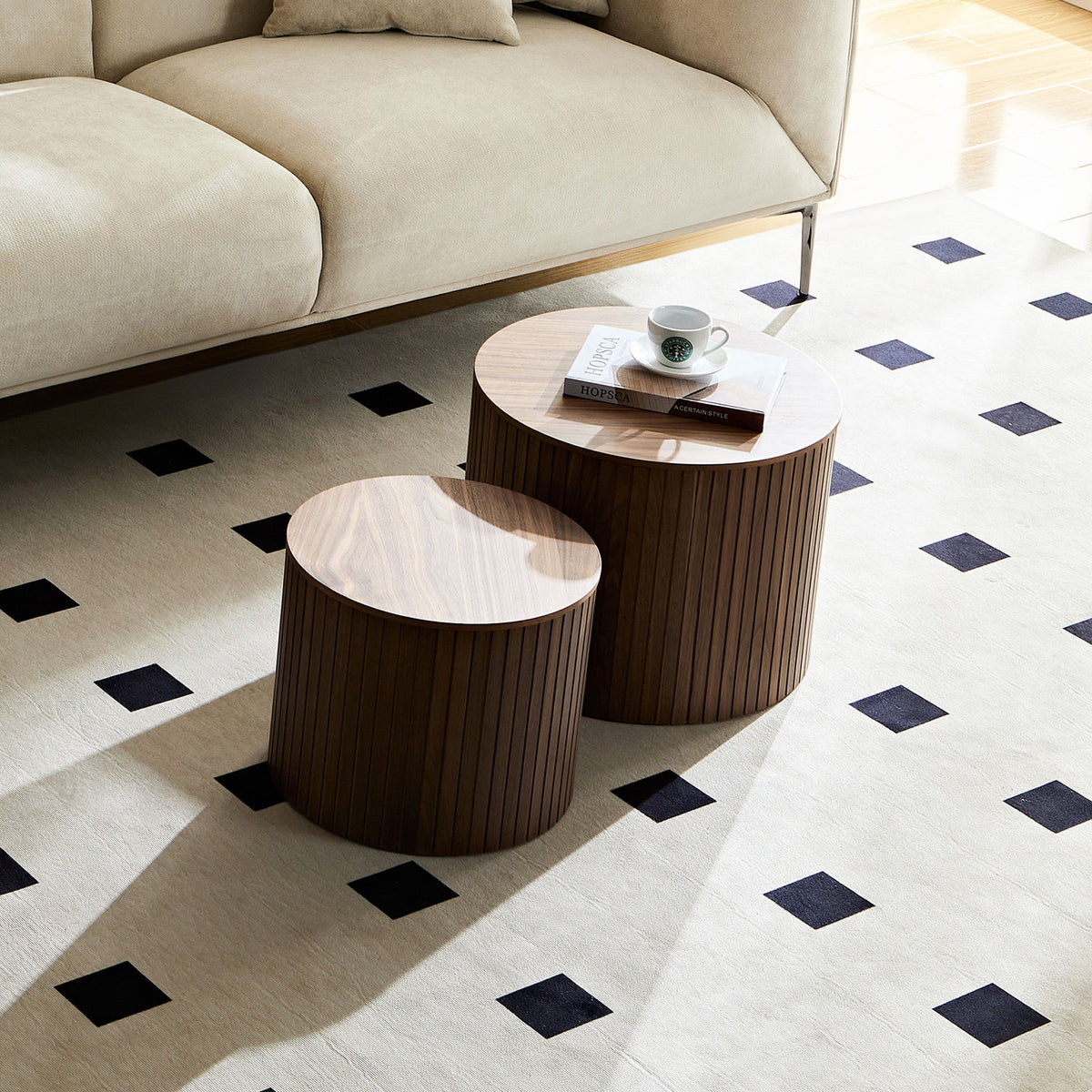 Handcrafted Nested Table Set, 2 Pieces - Black, White, or Dark Brown