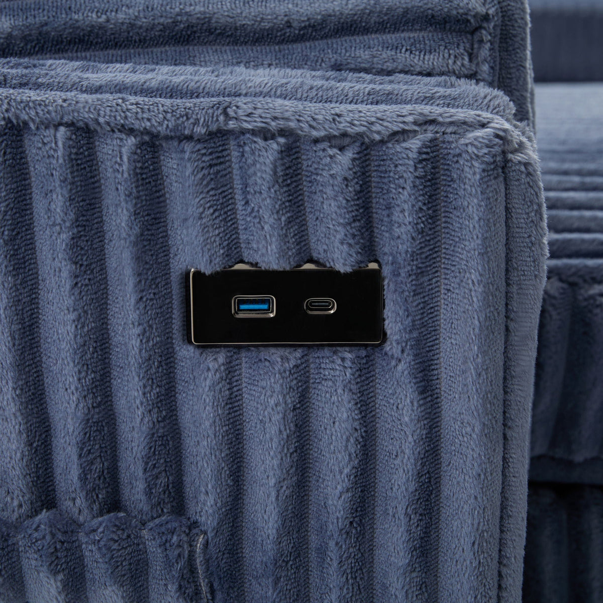 Convertible U-Shaped Sectional Sofa Bed with USB Ports and Storage – Black, Dark Gray, Blue