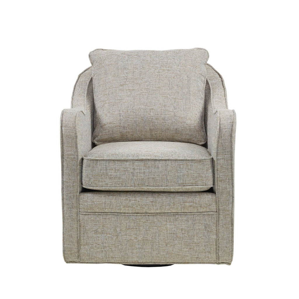 Wide Seat Swivel Arm Chair with 360 Degree Rotation - Gray or Beige