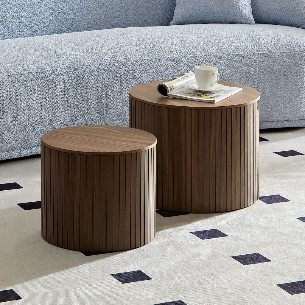 Handcrafted Nested Table Set, 2 Pieces - Black, White, or Dark Brown