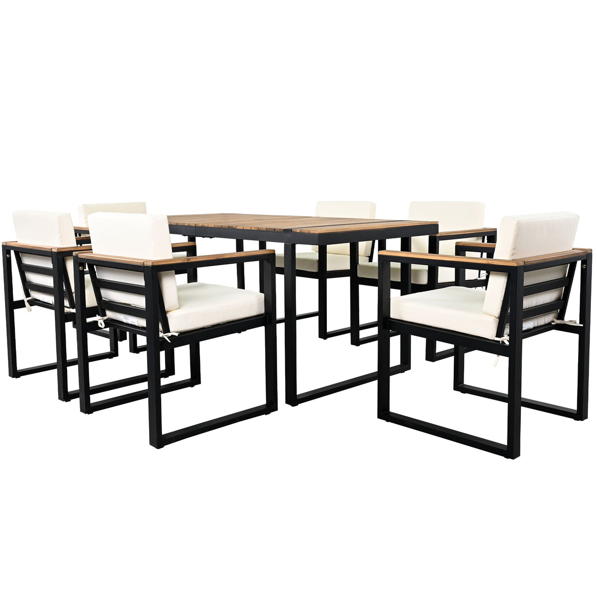 7 Piece Outdoor Dining Set with Removable Cushions - Gray or Beige