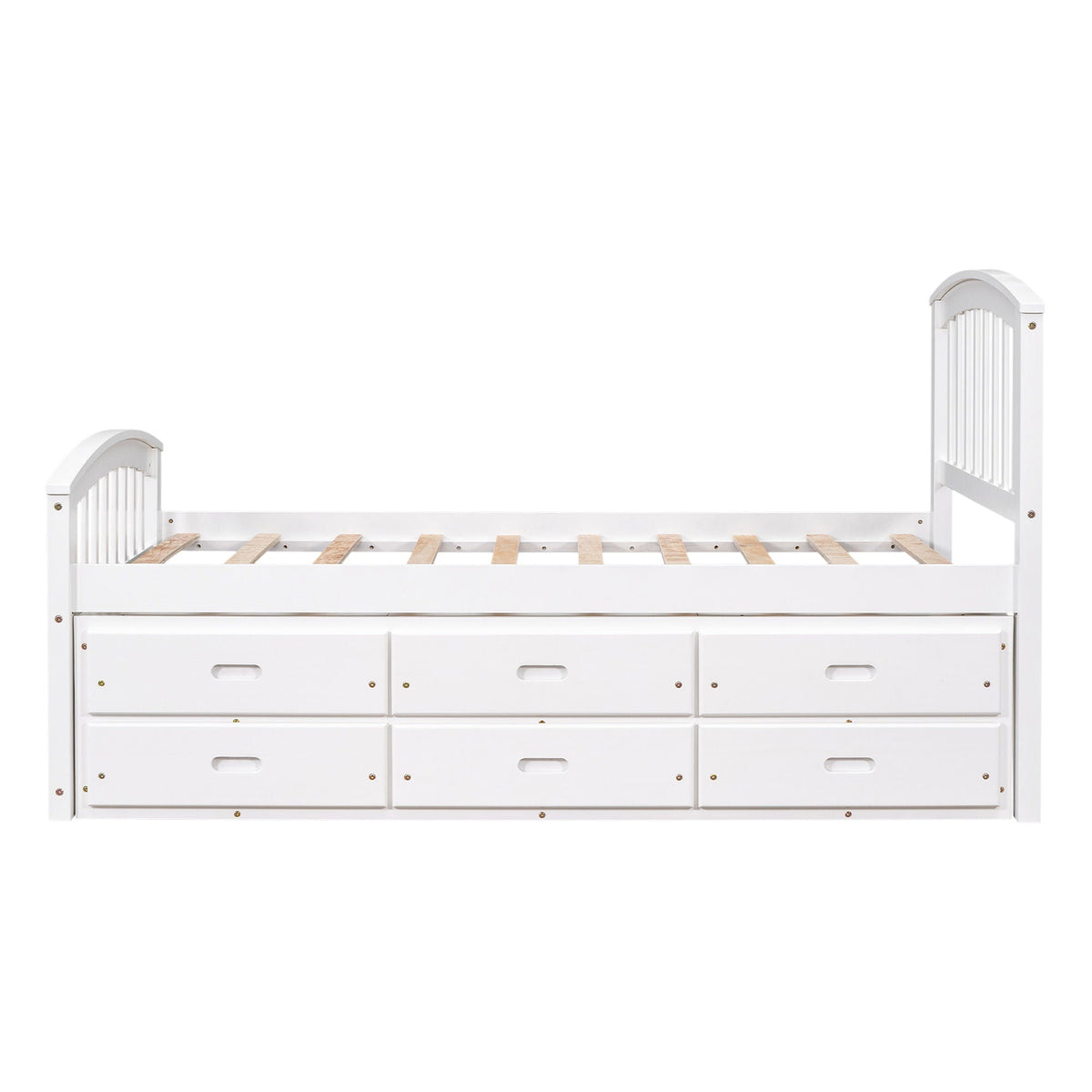 Solid Wood Twin Storage Bed with 6 Drawers - Multiple Colors