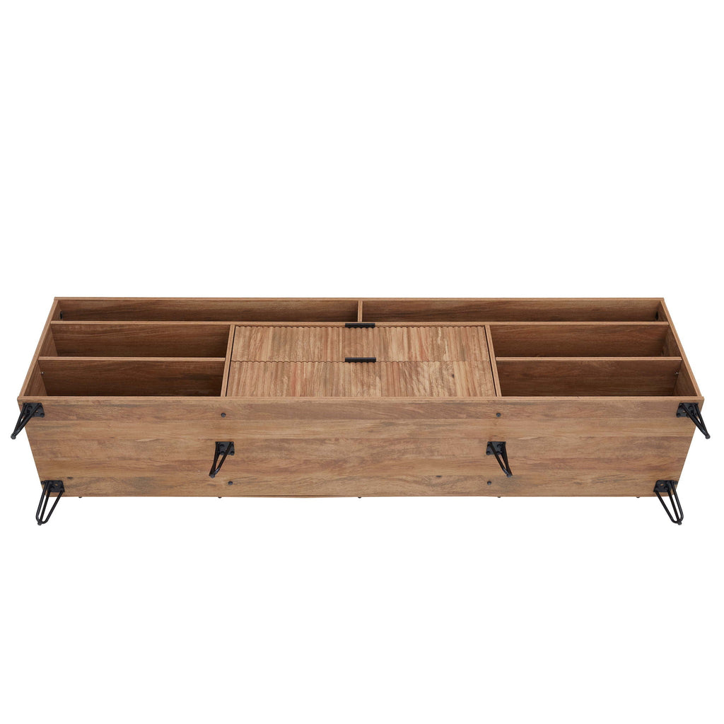 Fluted TV Stand with Storage and Metal Legs - Multiple Colors