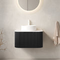 DINA 24" Bathroom Vanity with Floating Striped Cabinet and Ceramic Sink - White & Black