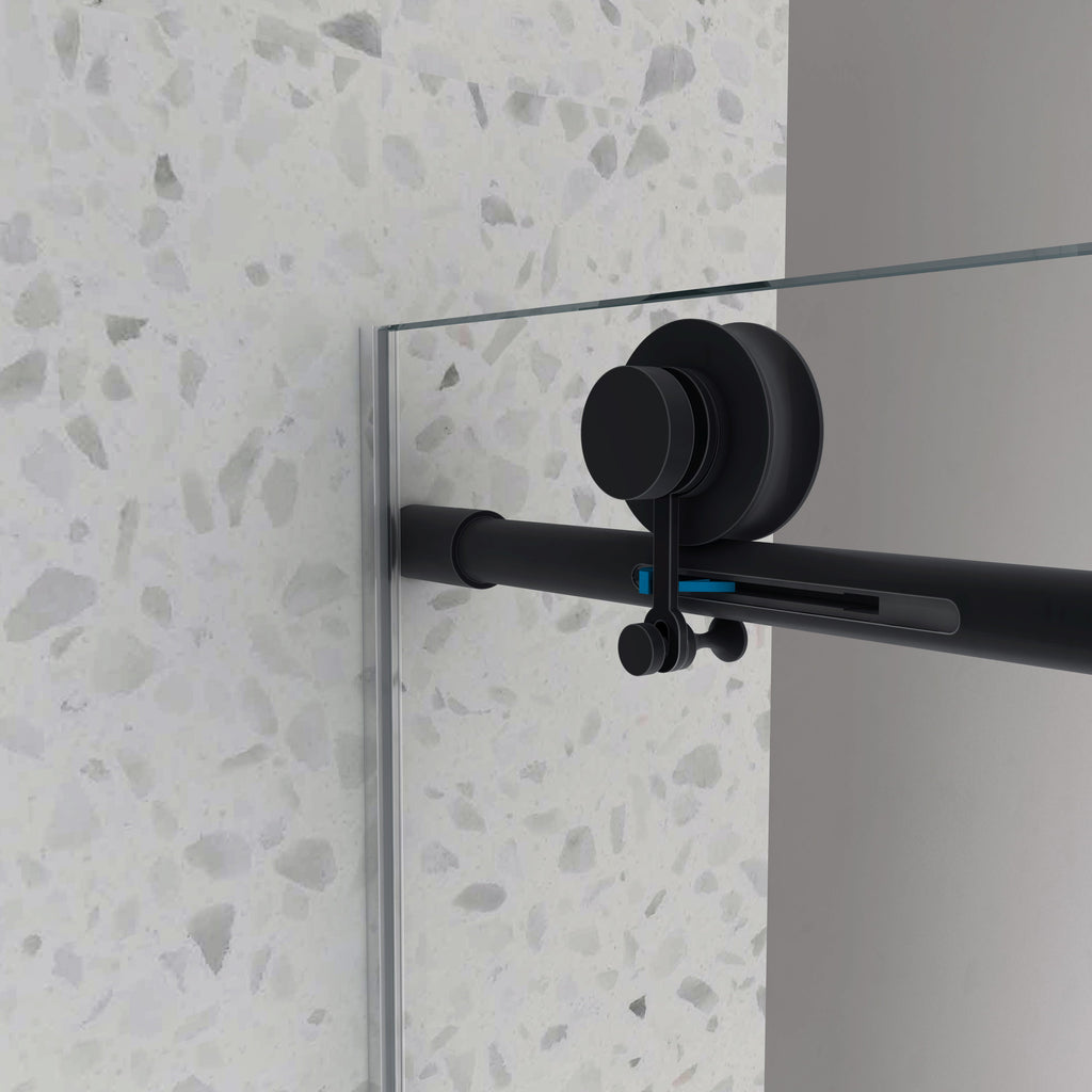 6063 Matte Tempered Glass Shower Door with Soft-Closing - Matte Black