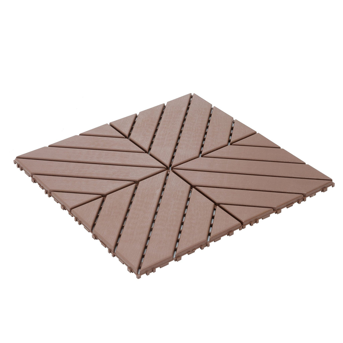 Interlocking Deck Waterproof Outdoor Patio Tiles with Easy Click-Lock System - Brown