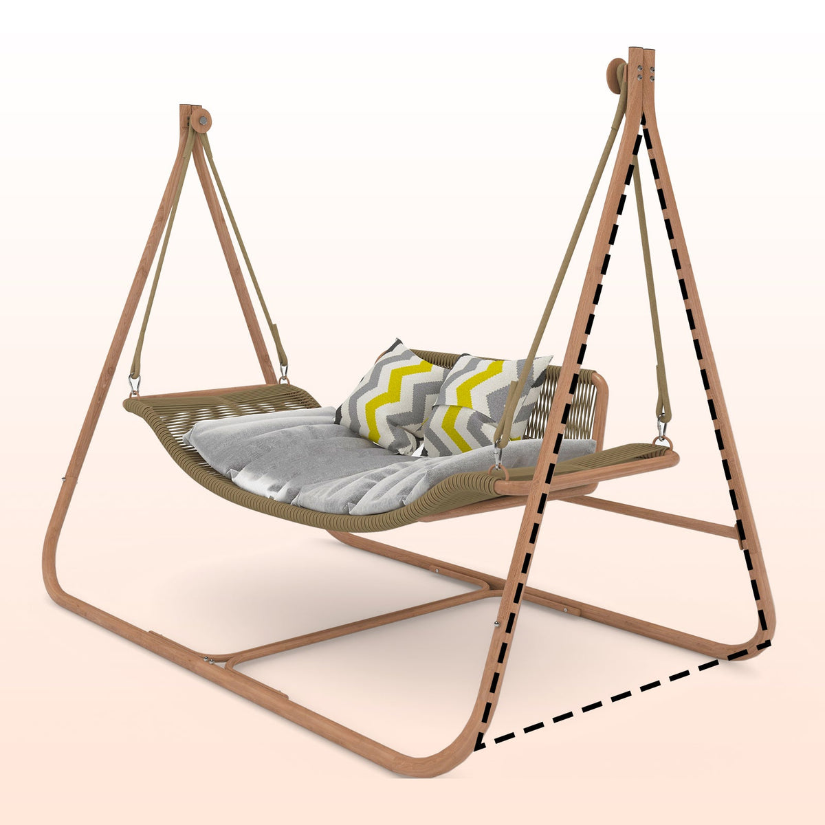 Freestanding Double Egg Swing Chair with Stand - Metal Patio Seating