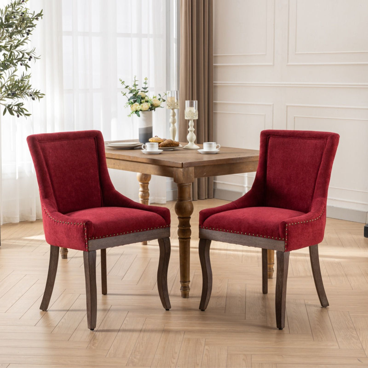 Ultra Side Dining Chair Set with Solid Wood Legs - Multiple Colors