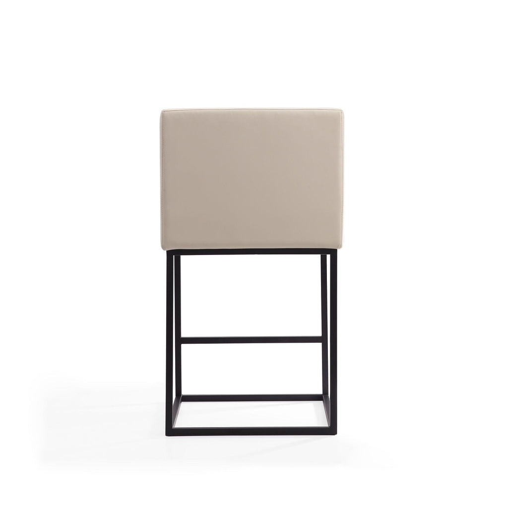 Ambassador Counter Stool with Square Frame and Armrests - Dark Gray or Beige