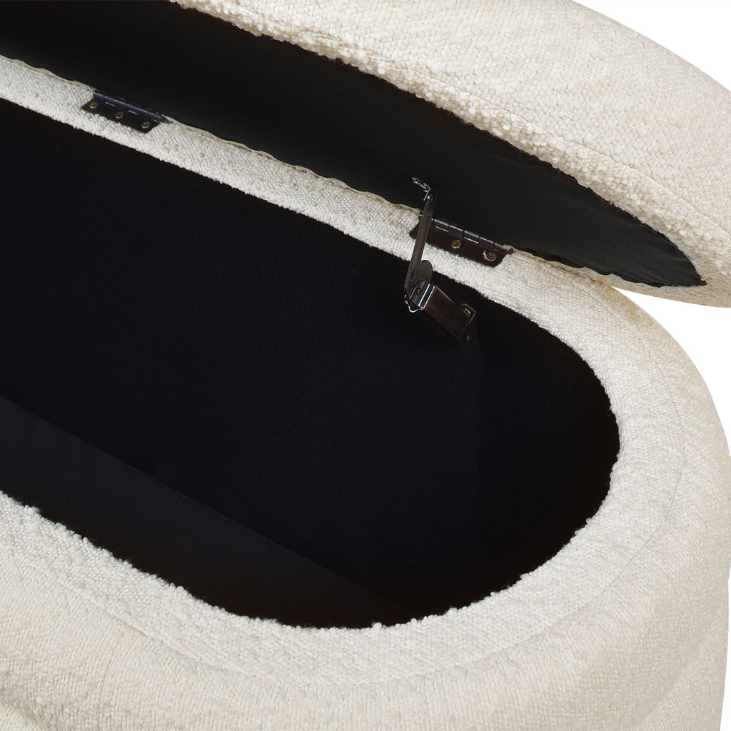 Upholstered Oval Storage Bench with Hidden Storage - Black, White or Dark Green
