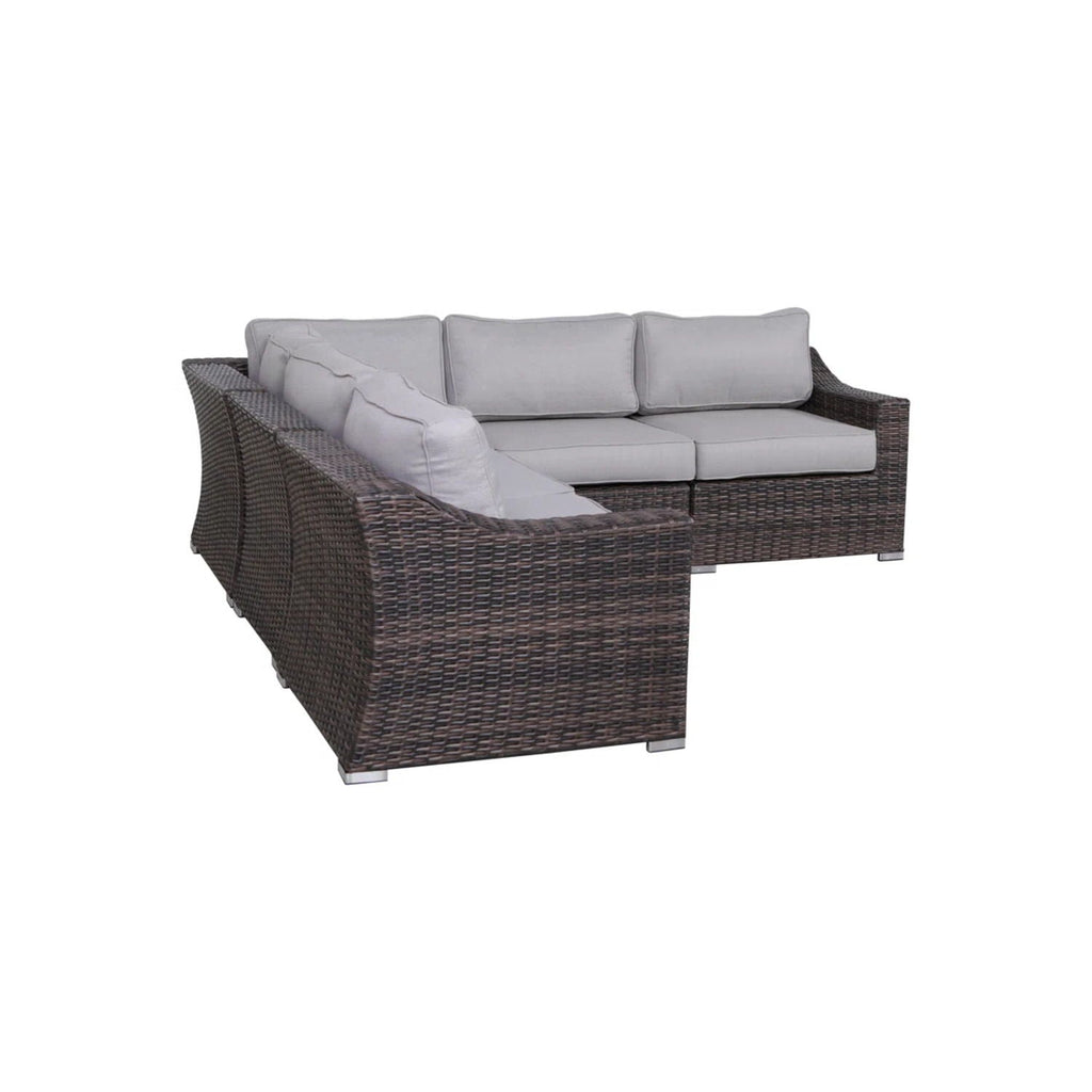 Outdoor Rattan Wicker Sectional Seating Group with Cushions – Gray or Dark Brown