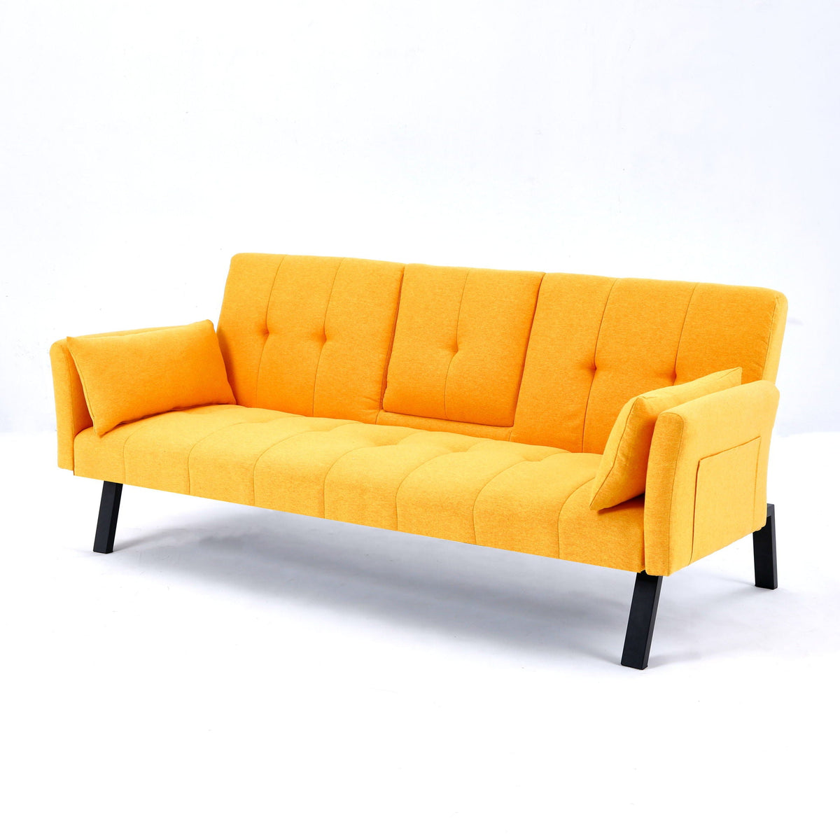 Foldable Sofa Bed with Cup Holder and Solid Wood Frame - Multiple Colors