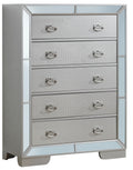 Sleek Contemporary Storage Chest with Ample Storage - Pearl Silver or Beige