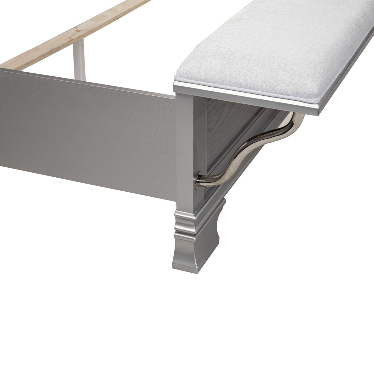Pearl Silver 3 Piece Bedroom Set with LED Headboard and Footboard Bench
