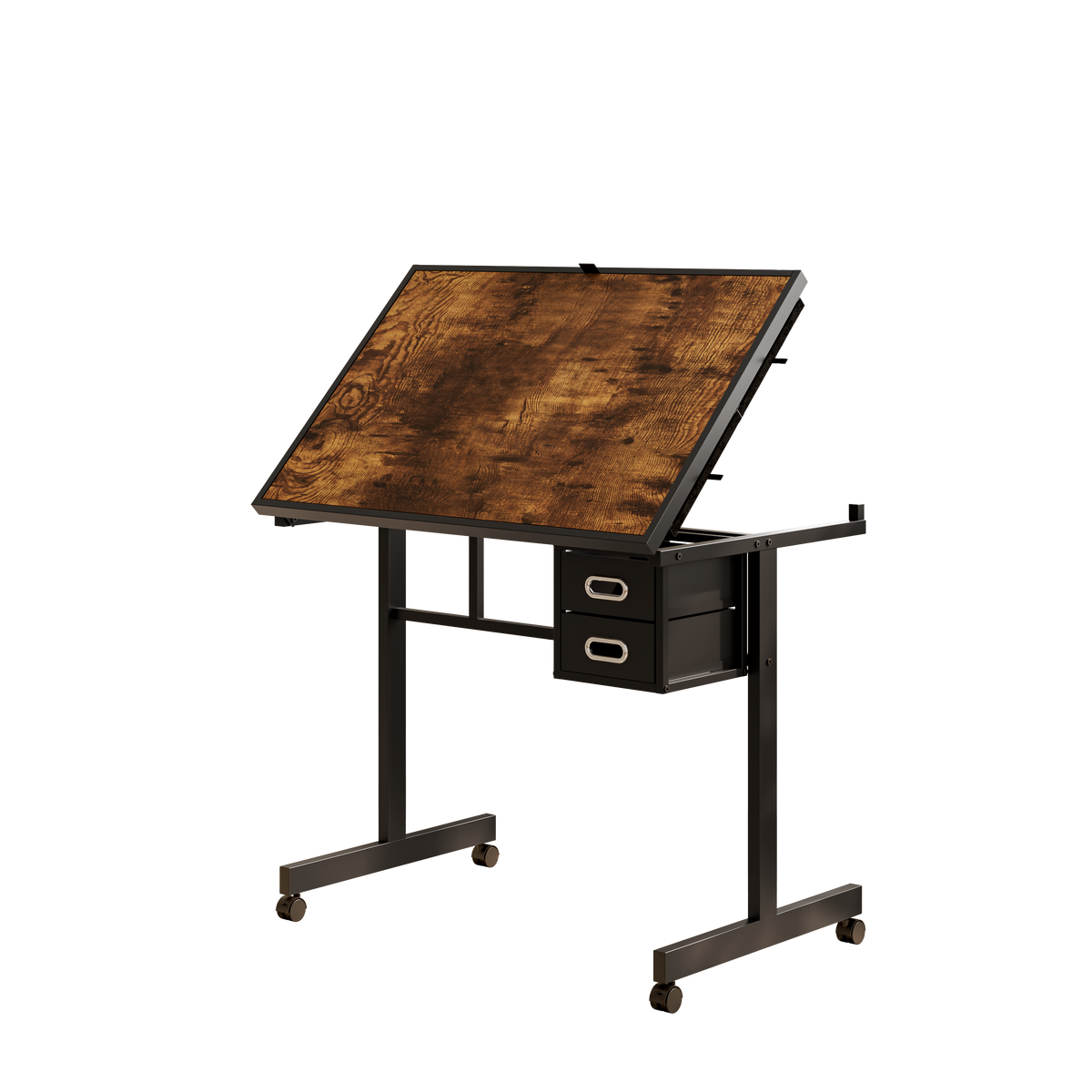 Jigsaw Puzzle Table with Storage and Drawers - Black Metal & MDF