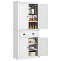 72" Tall Kitchen Pantry Cabinet with Adjustable Shelves and Drawer - White