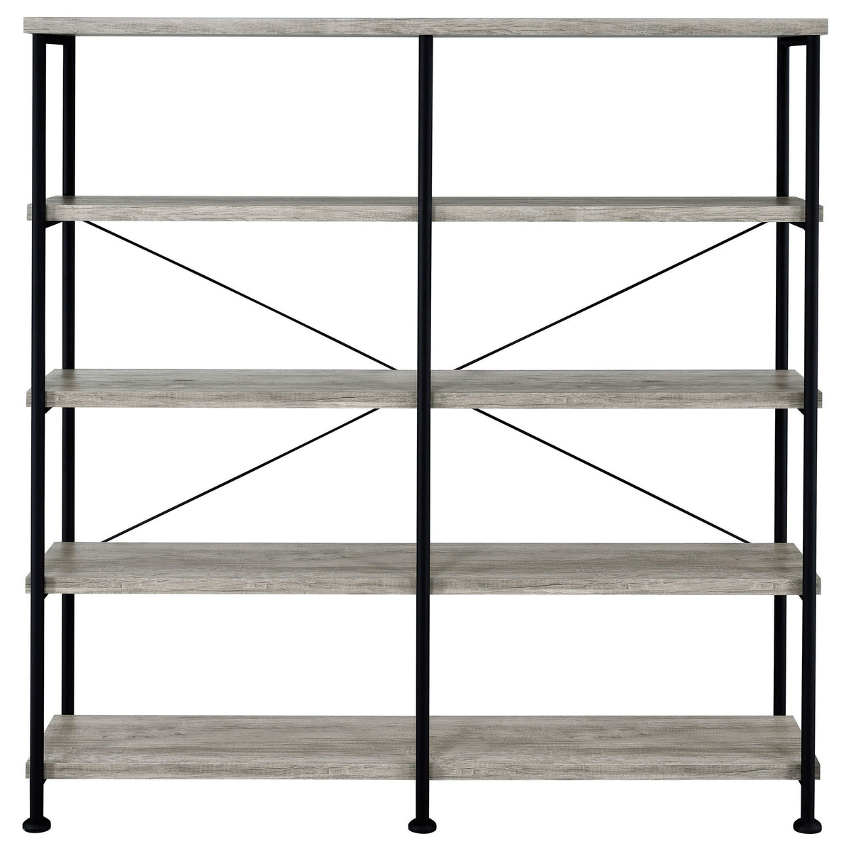 Analiese 63-inch 4-shelf Double Bookshelf Grey Driftwood