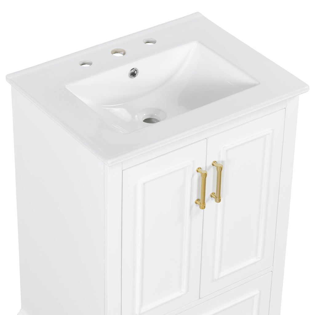 Bathroom Vanity with Sink and Soft Close Doors - White, Black, Green, or Gray